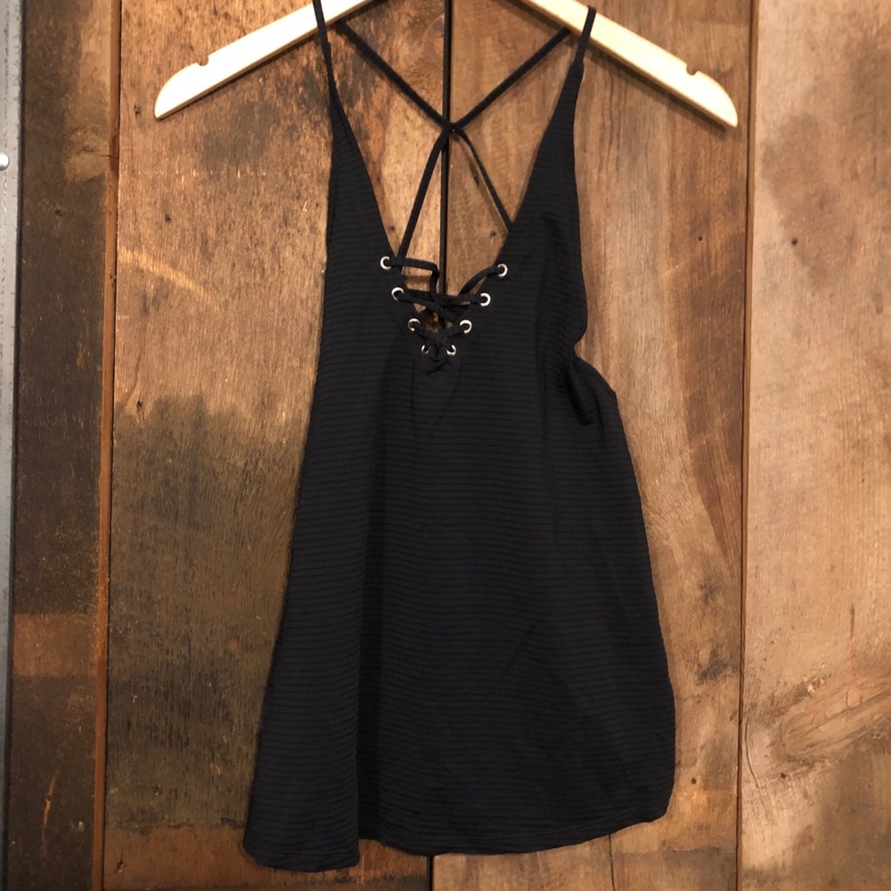 Track and Bliss halter/cross back lace up tank